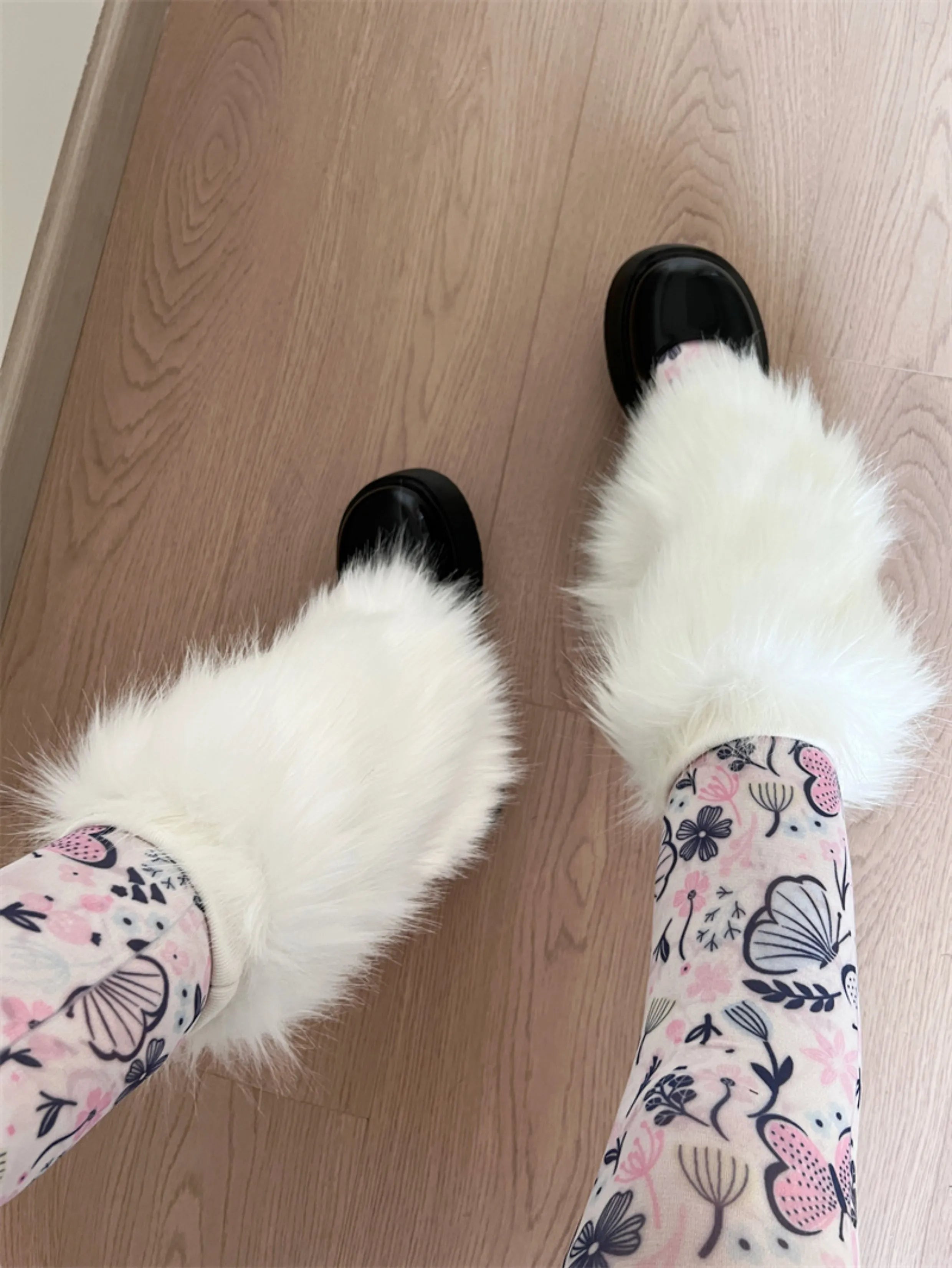 White Fuzzy Leg Warmers for Boots