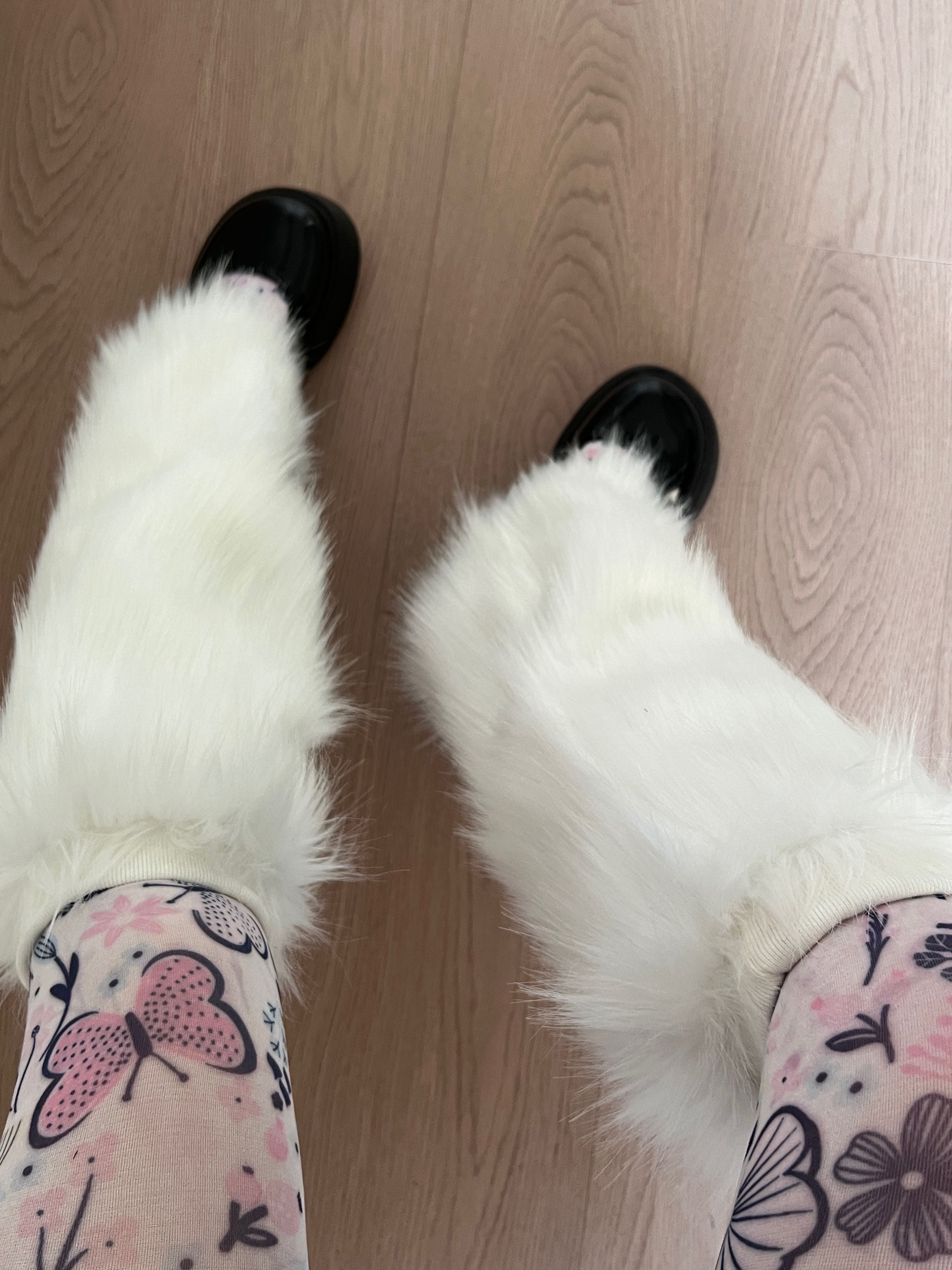 White Fuzzy Leg Warmers for Boots