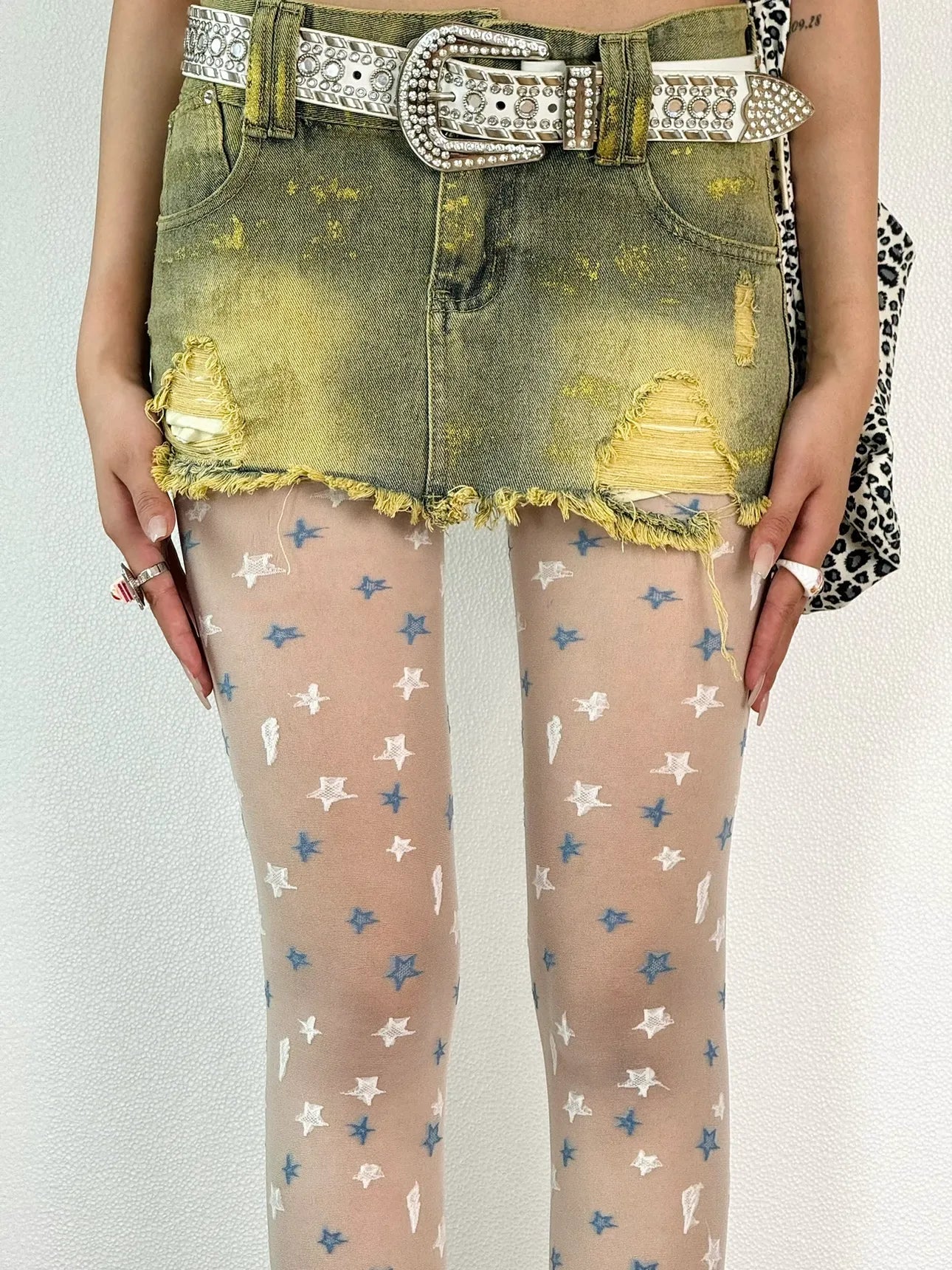 Star Embroidered Sheer Tights