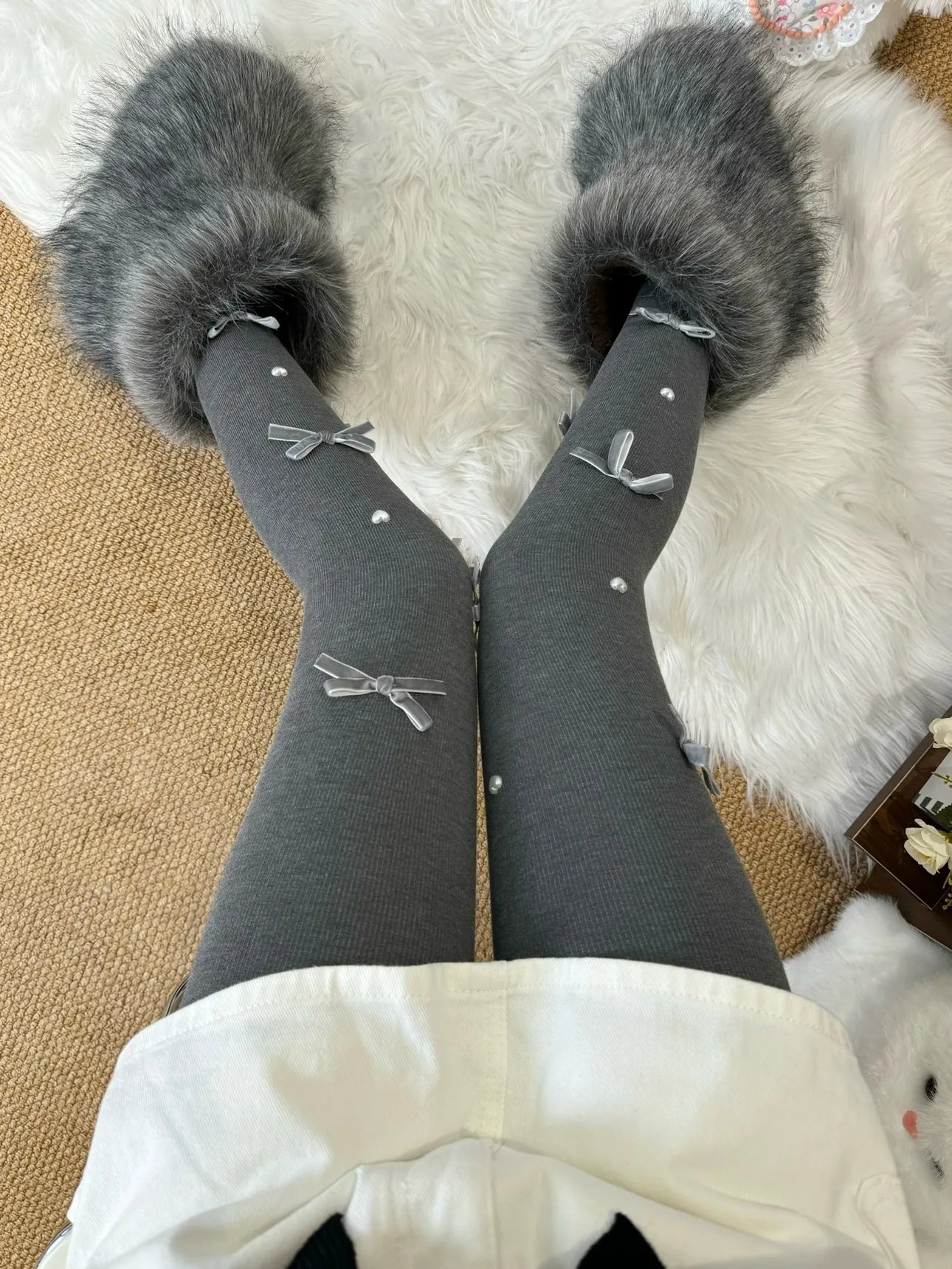 Sweet Pearl Bow Lolita Tights