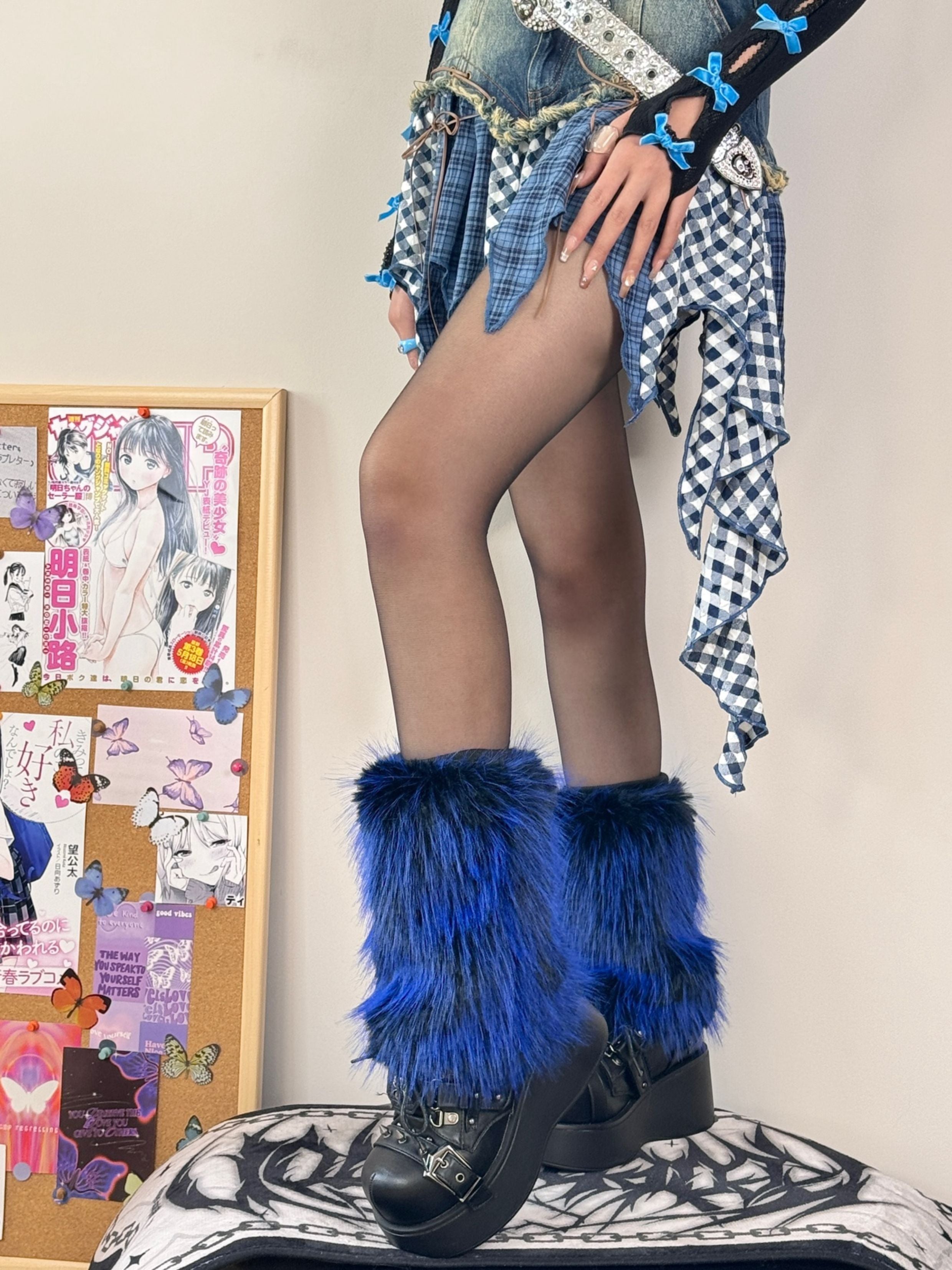 Y2K Faux Fox Fur Leg Warmers