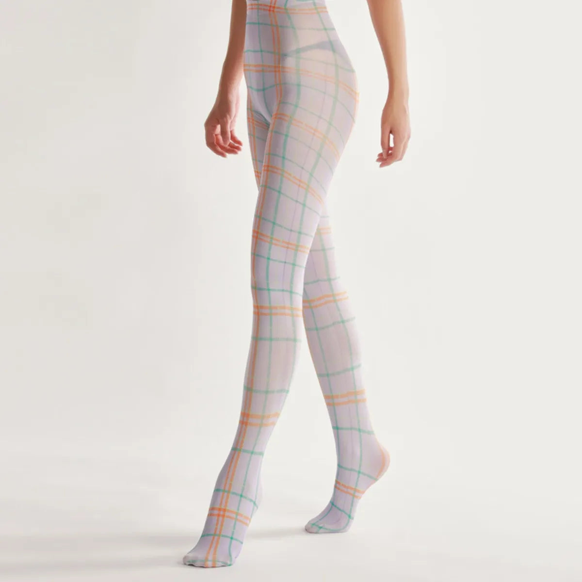 Striped Plaid Print Tights