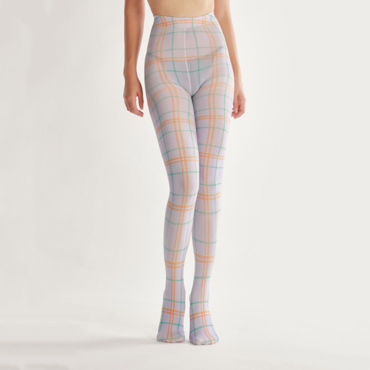 Striped Plaid Print Tights