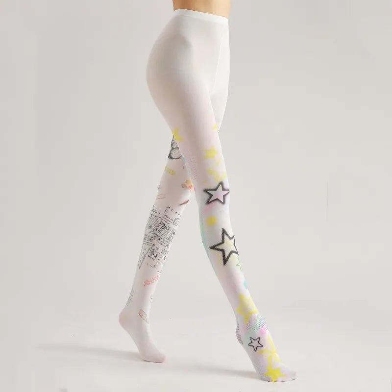 Cartoon Bear Graffiti Tights