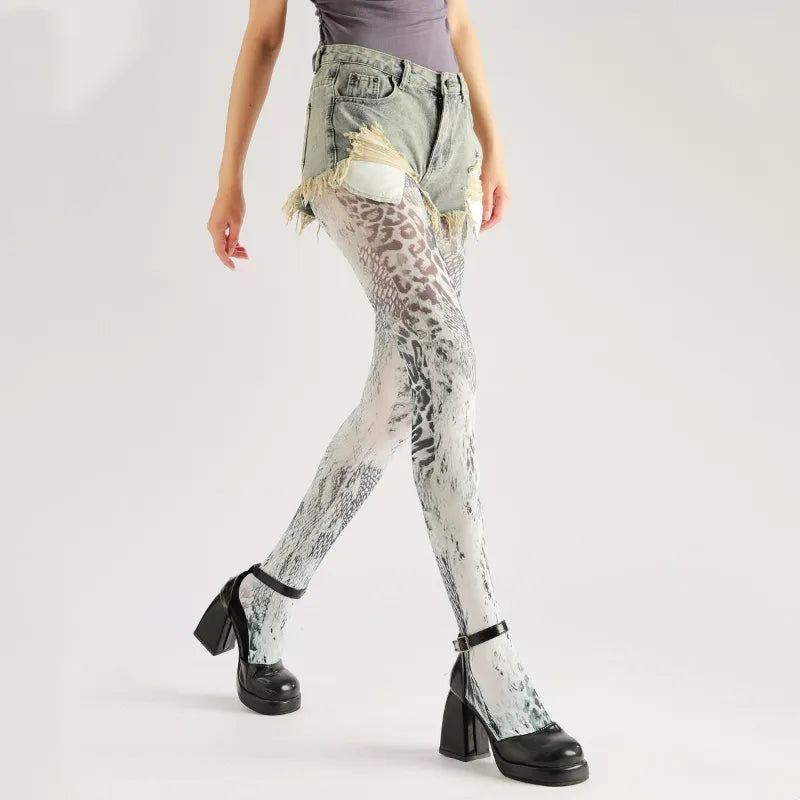 Art Leopard Print Tights