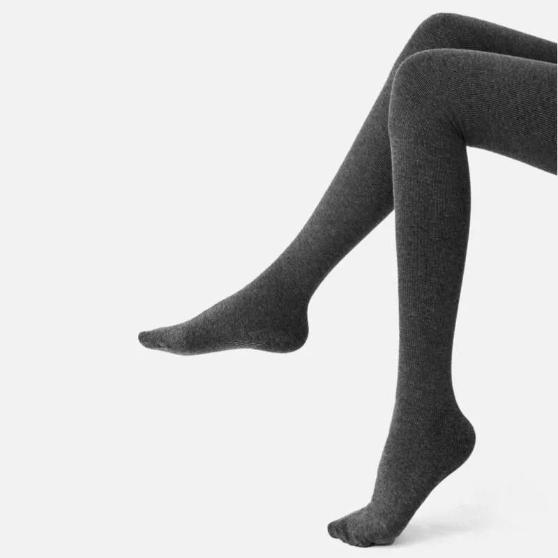 Grey Striped Fleece Lined Pantyhose