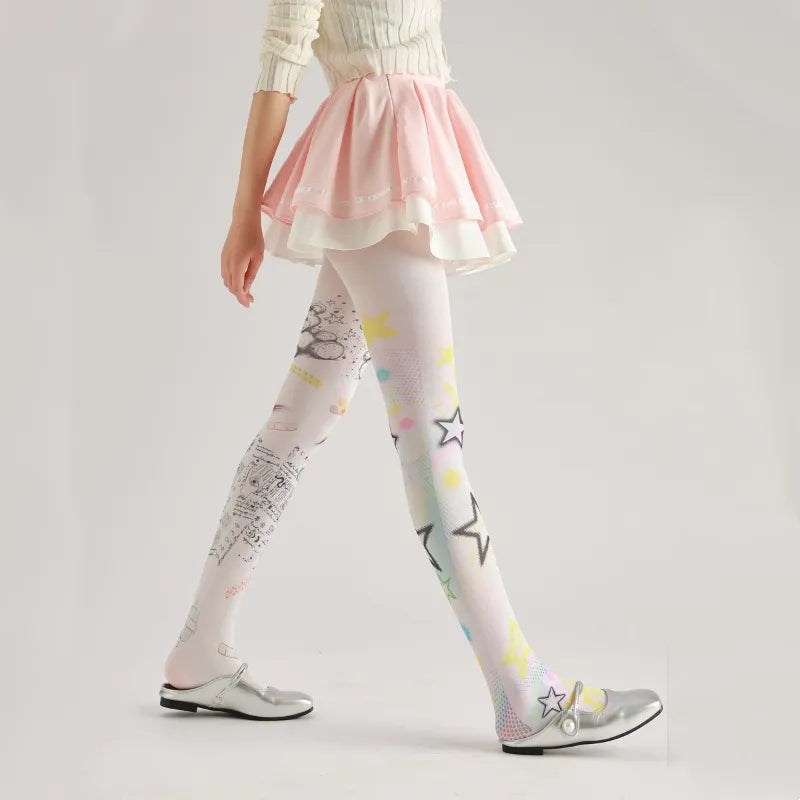 Cartoon Bear Graffiti Tights
