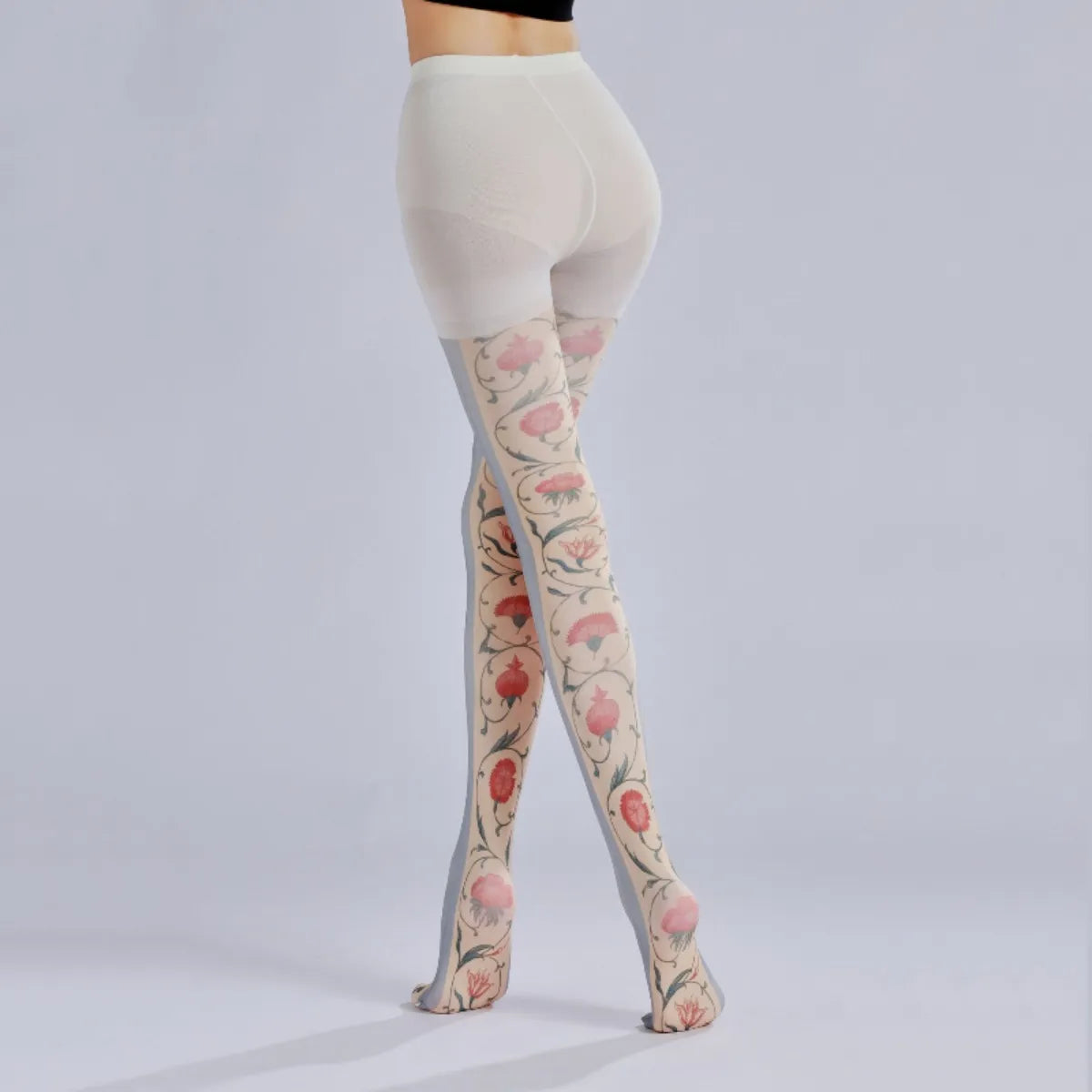 Vintage Floral Print Tights