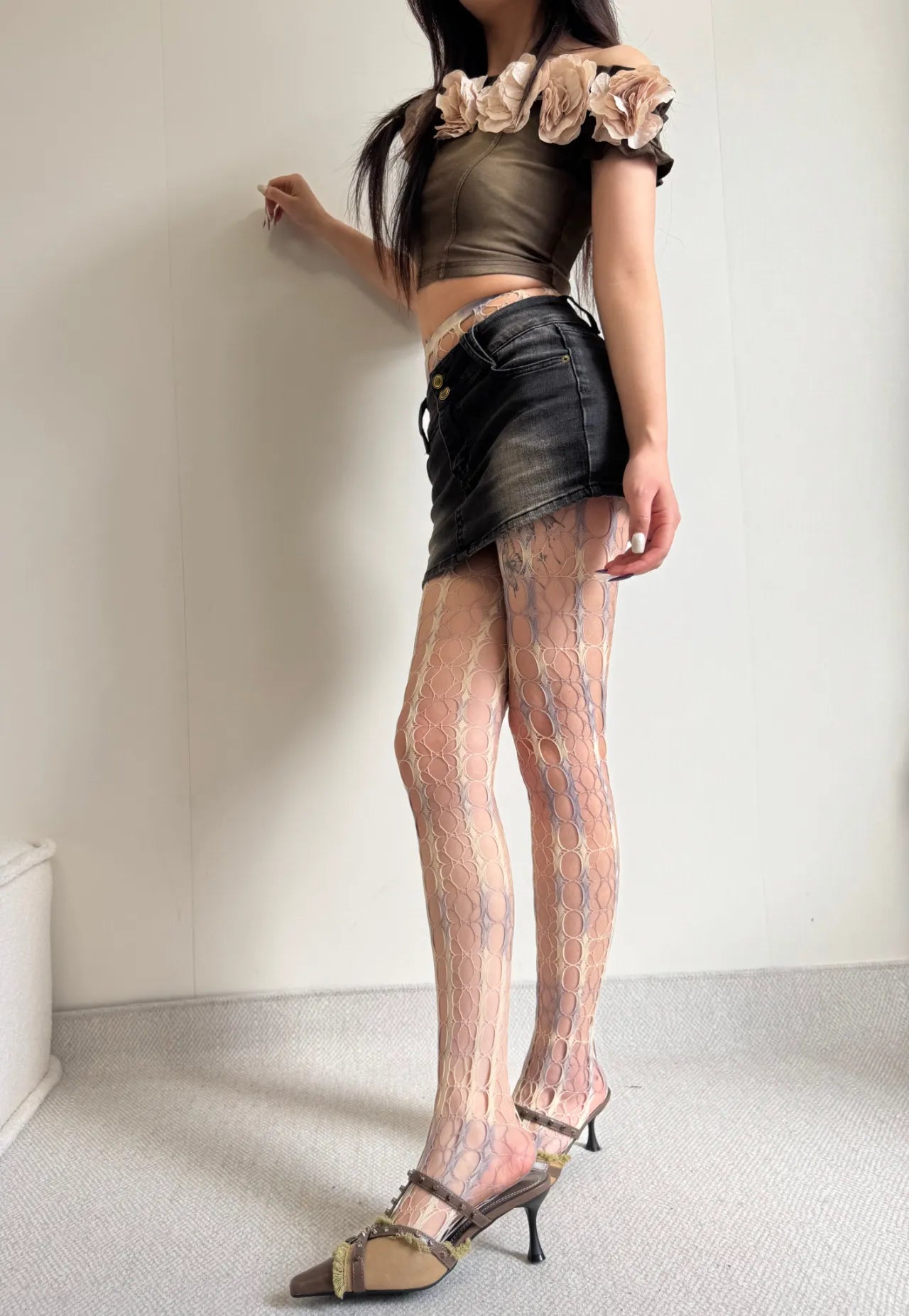 Y2K Tie-Dye Gradient Fishnet Tights