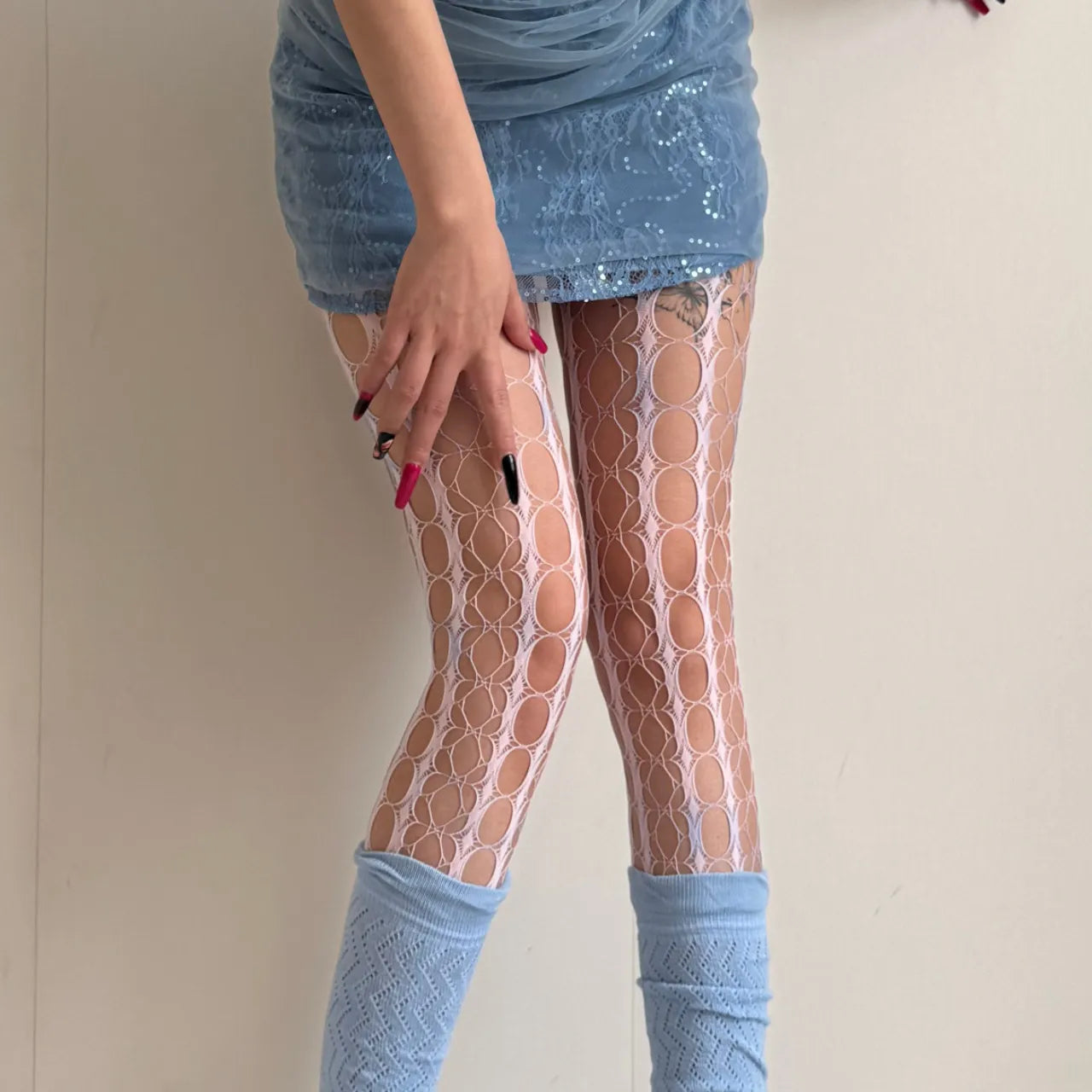 Y2K Tie-Dye Gradient Fishnet Tights