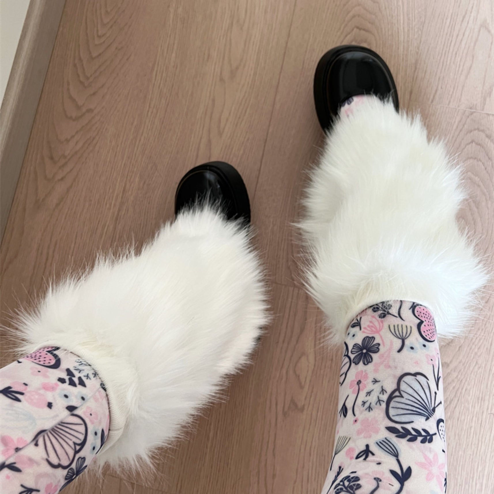 White Fuzzy Leg Warmers for Boots