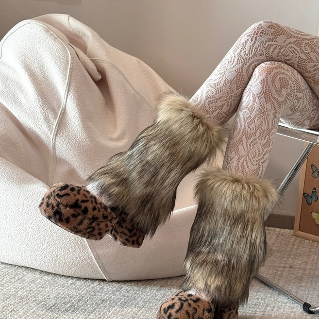 Y2K Fluffy Faux Fox Boot Covers