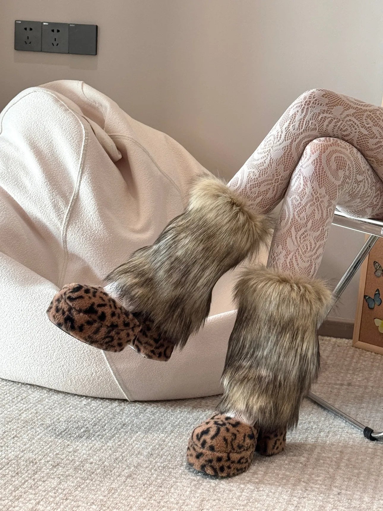 Y2K Fluffy Faux Fox Boot Covers