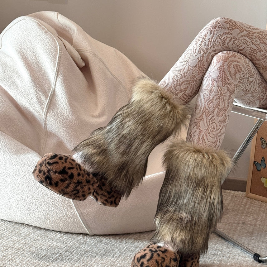 Y2K Fluffy Faux Fox Boot Covers