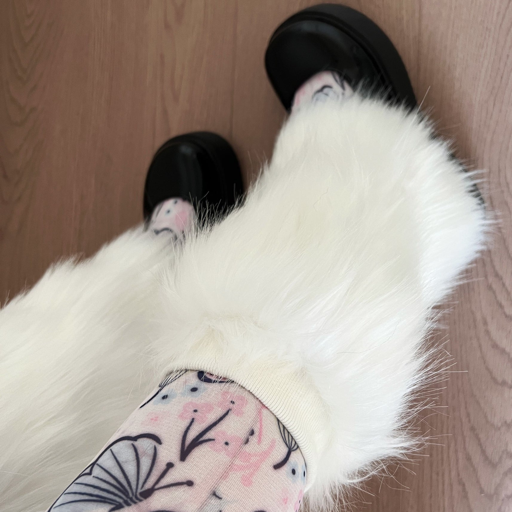 White Fuzzy Leg Warmers for Boots