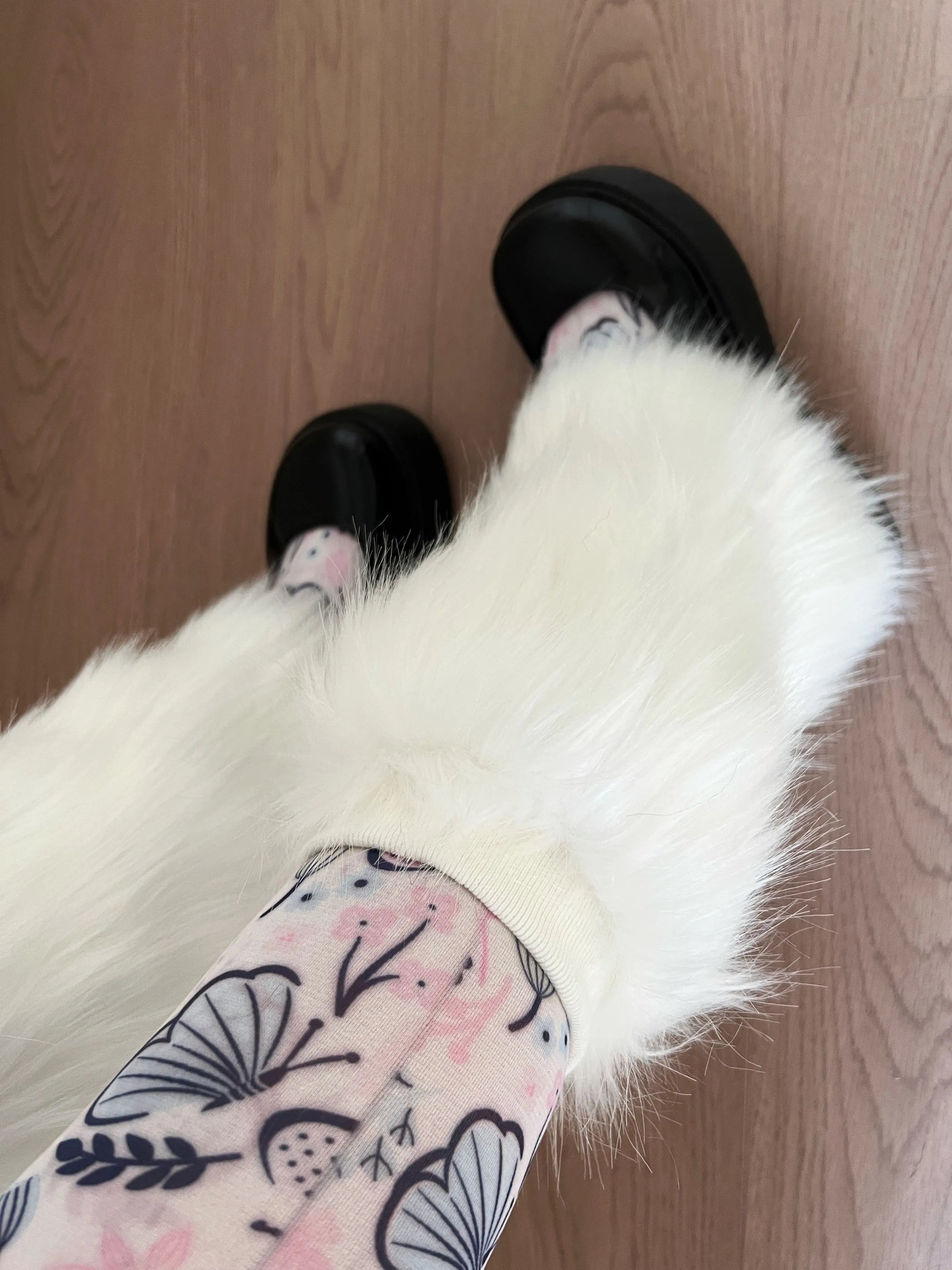 White Fuzzy Leg Warmers for Boots