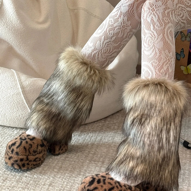 Y2K Fluffy Faux Fox Boot Covers