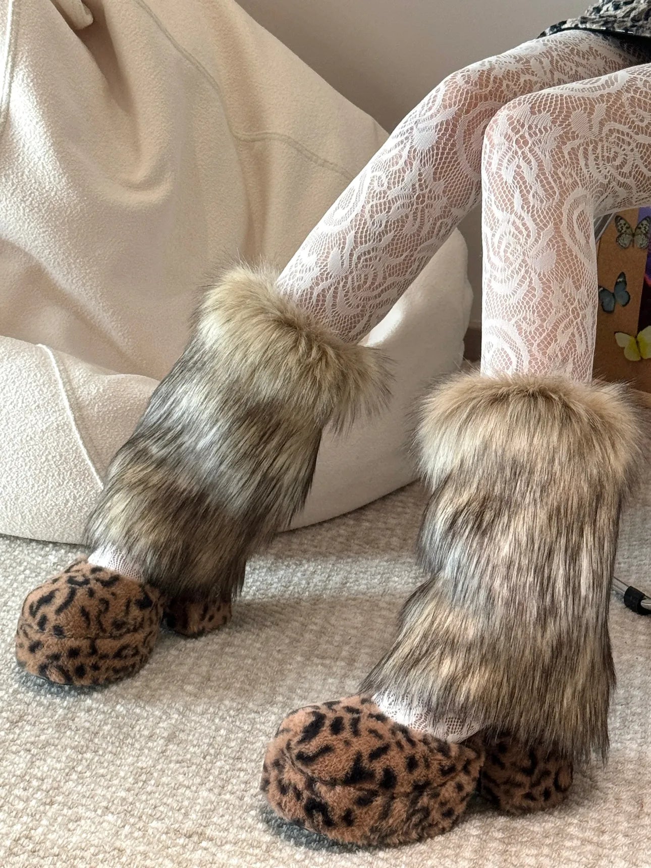 Y2K Fluffy Faux Fox Boot Covers