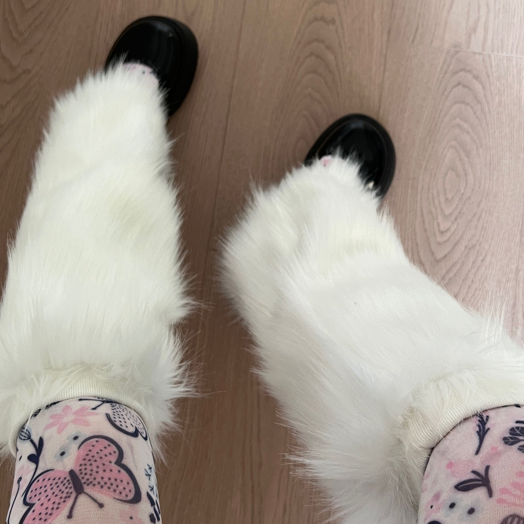 White Fuzzy Leg Warmers for Boots