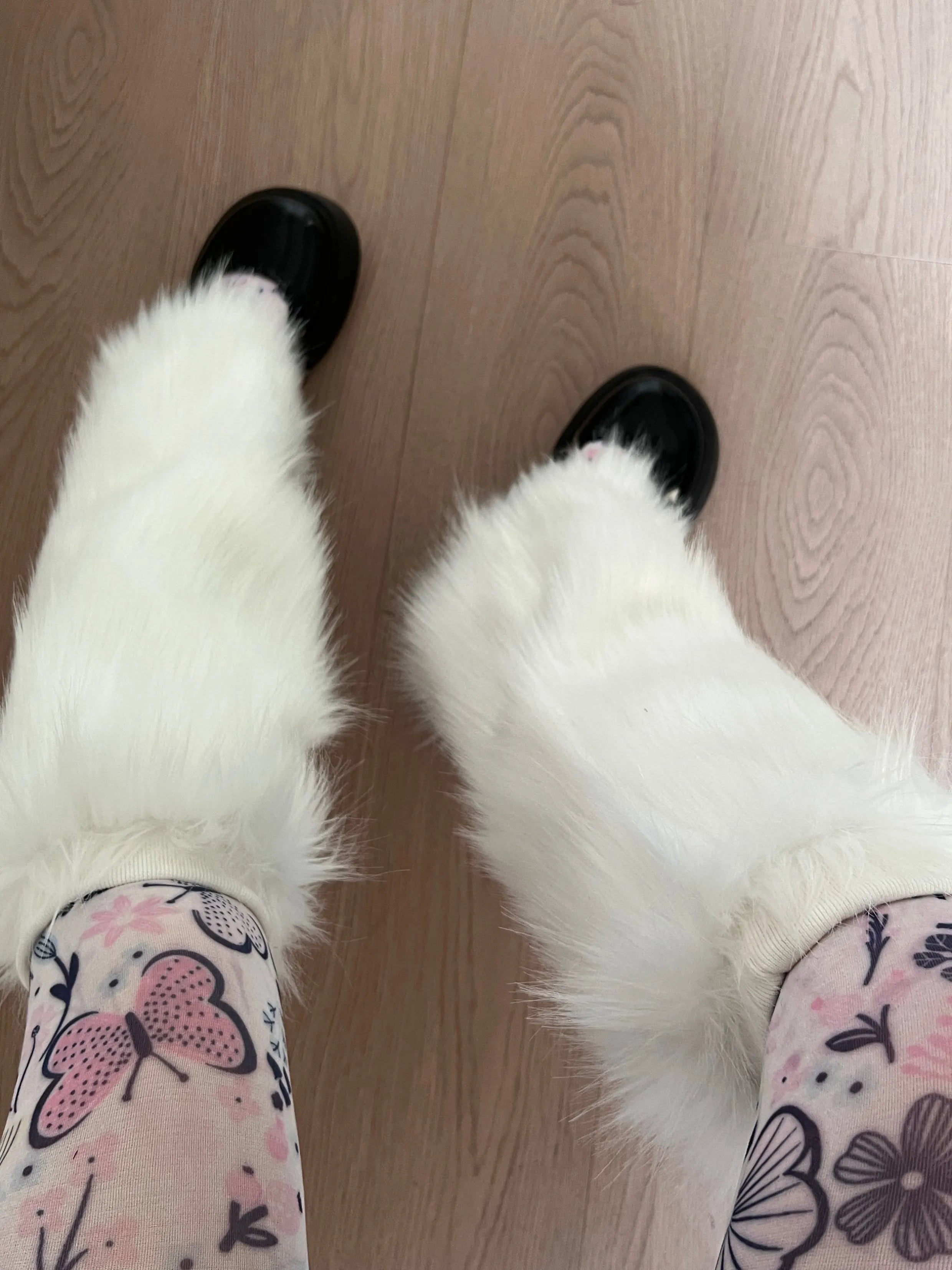 White Fuzzy Leg Warmers for Boots