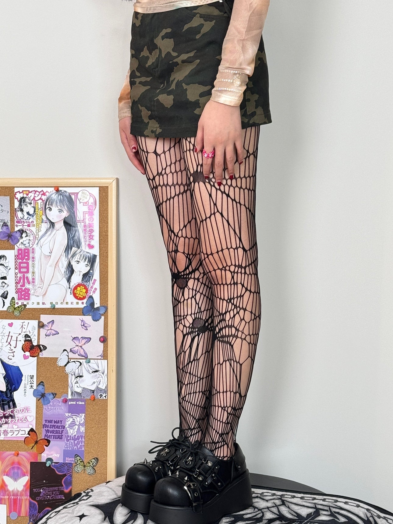 Spider Web Gothic Fishnet Tights