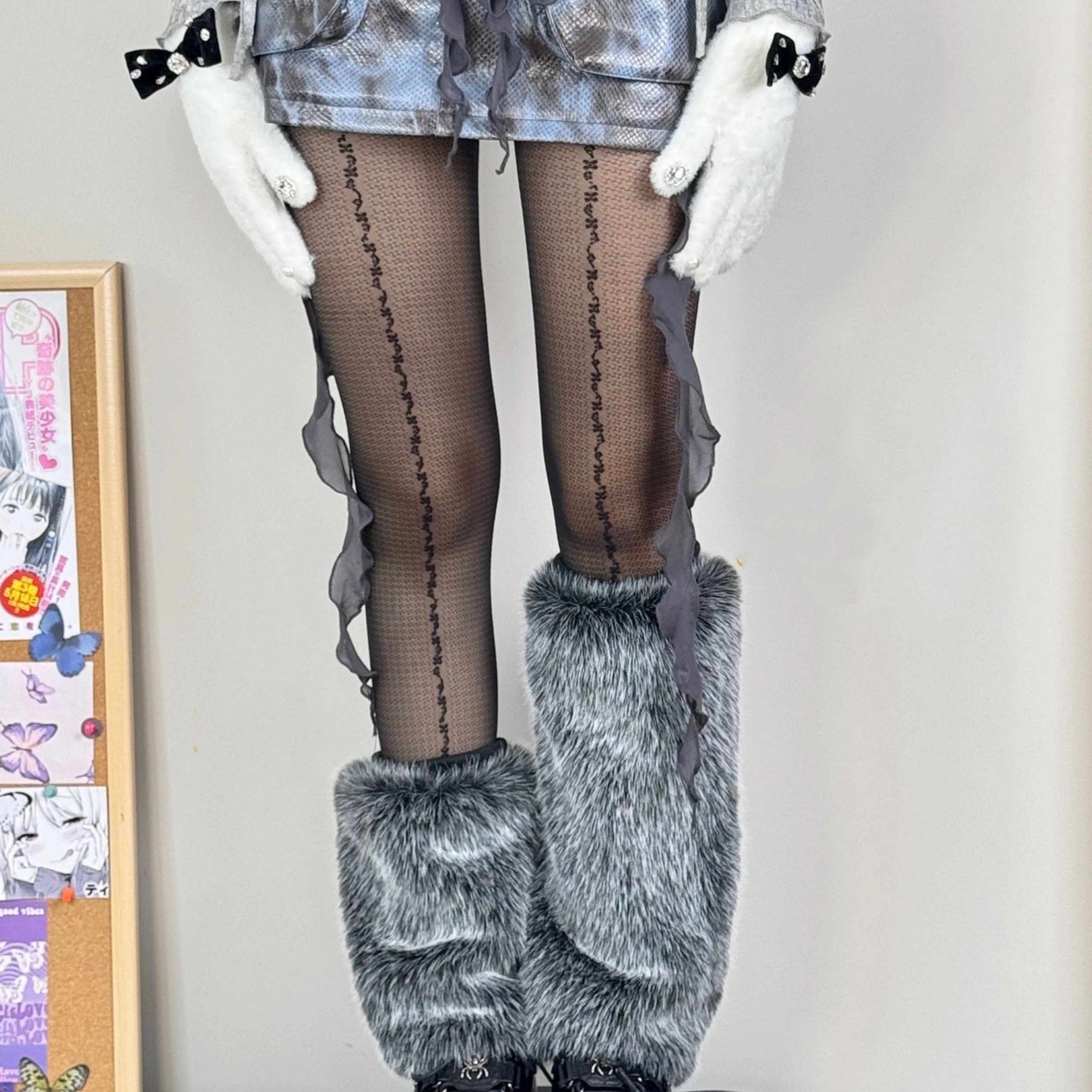 Y2K Faux Fox Fur Leg Warmers