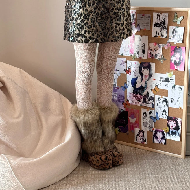 Y2K Fluffy Faux Fox Boot Covers