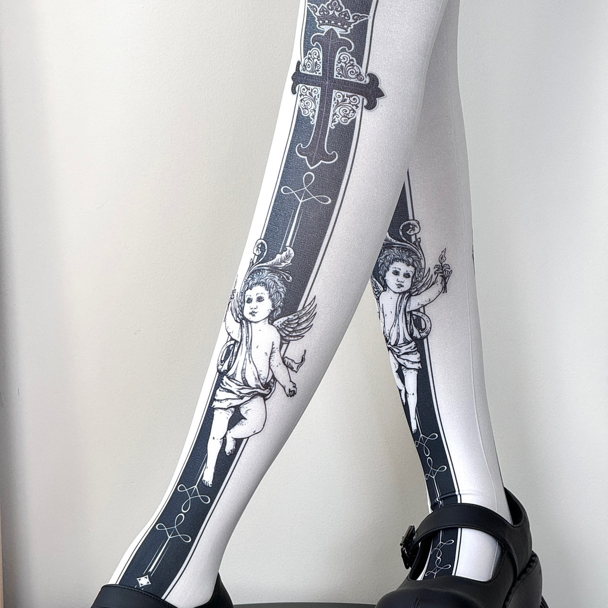 Velvet Angel Cross Print Tights