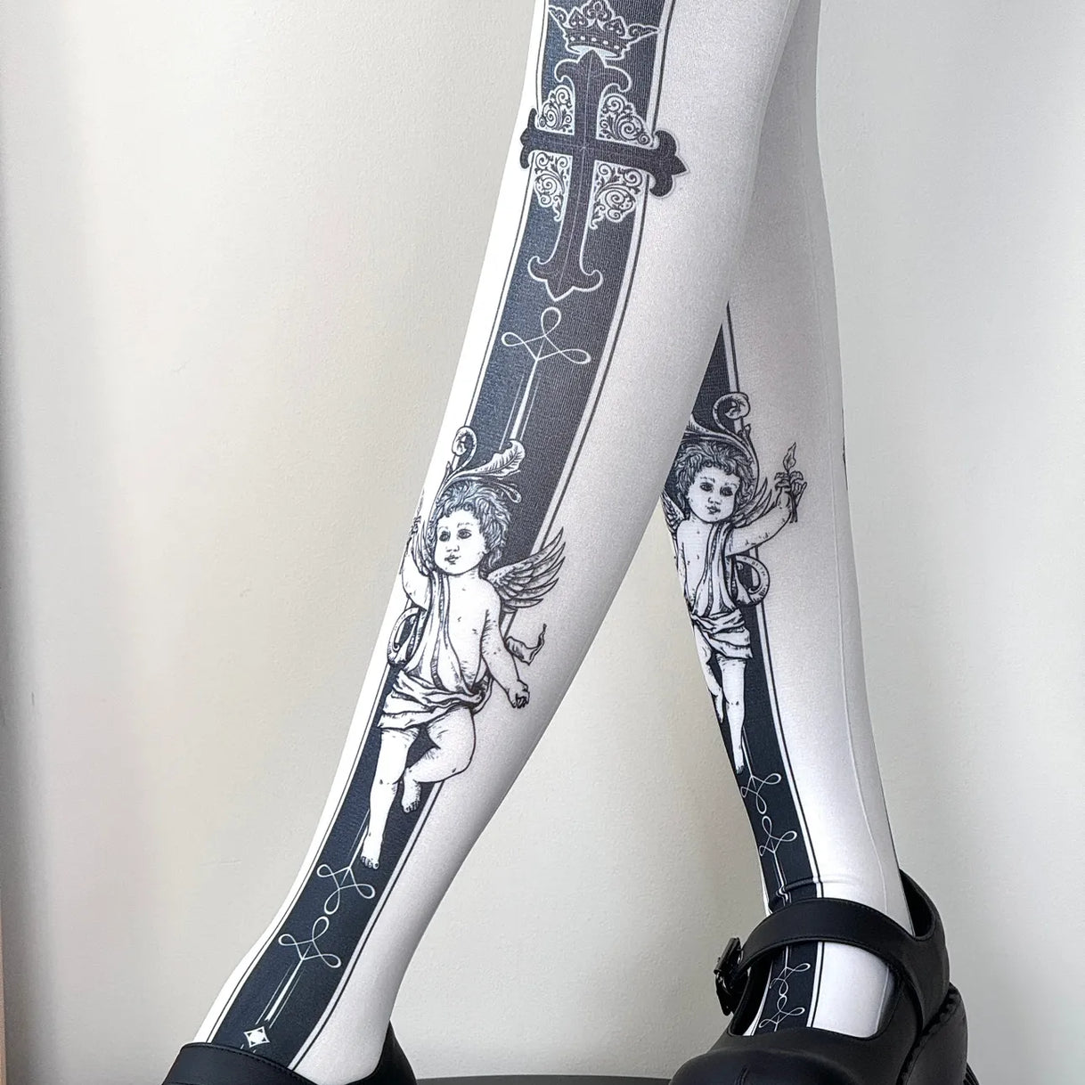 Velvet Angel Cross Print Tights
