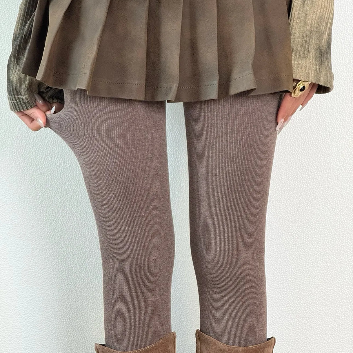 Cute Pearl Bow Fleece Tights