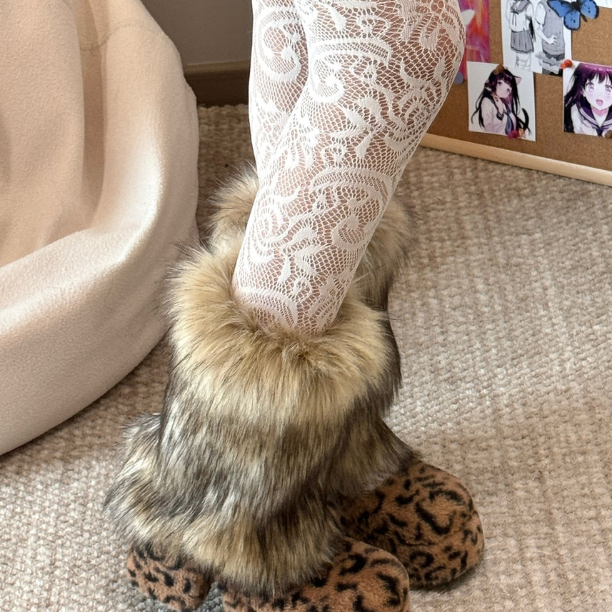 Y2K Fluffy Faux Fox Boot Covers