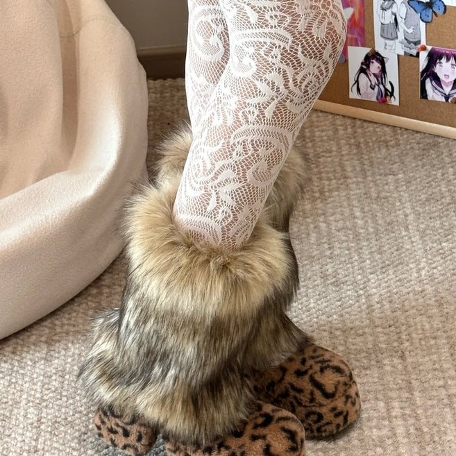 Y2K Fluffy Faux Fox Boot Covers