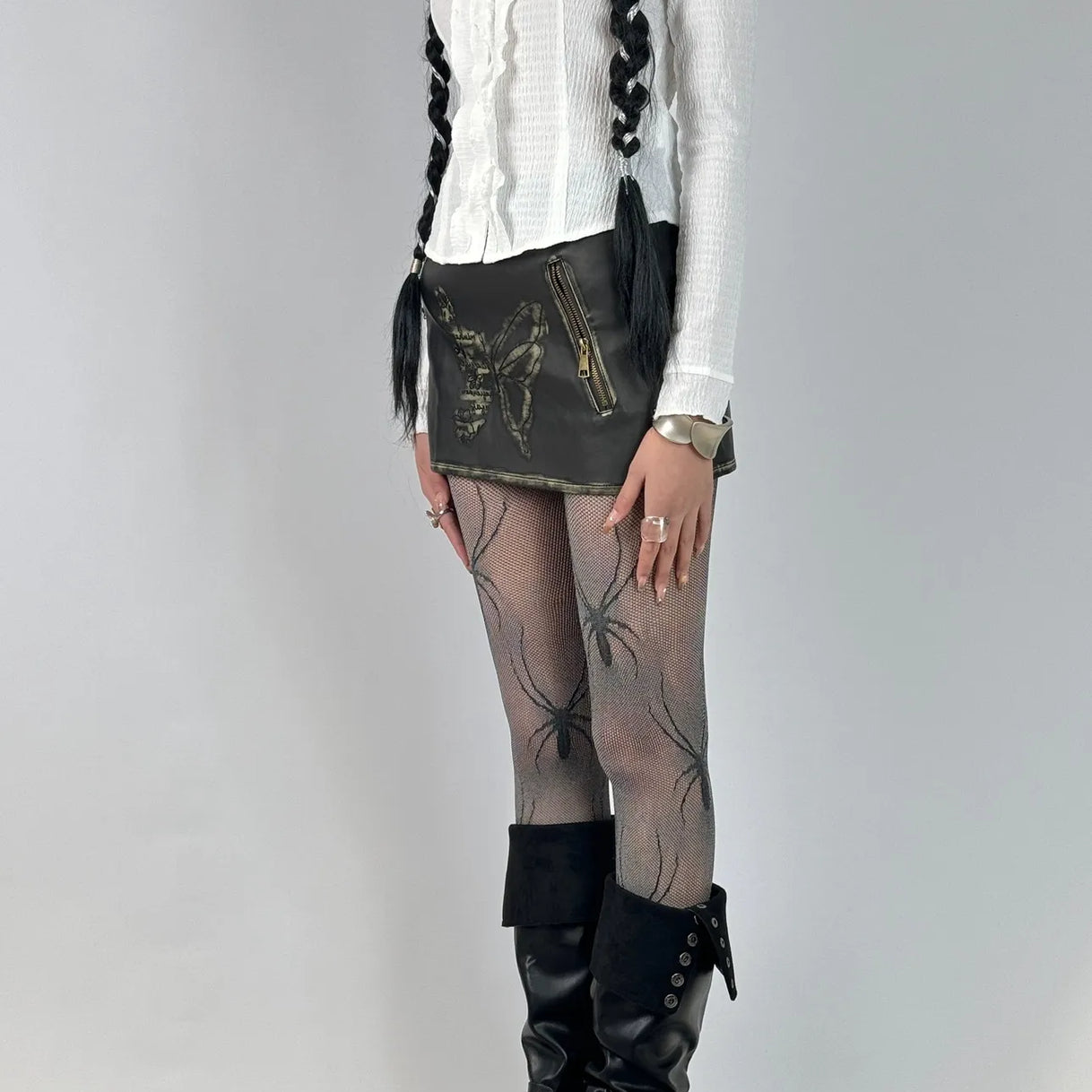 Two-Tone Spider Web Lace Tights