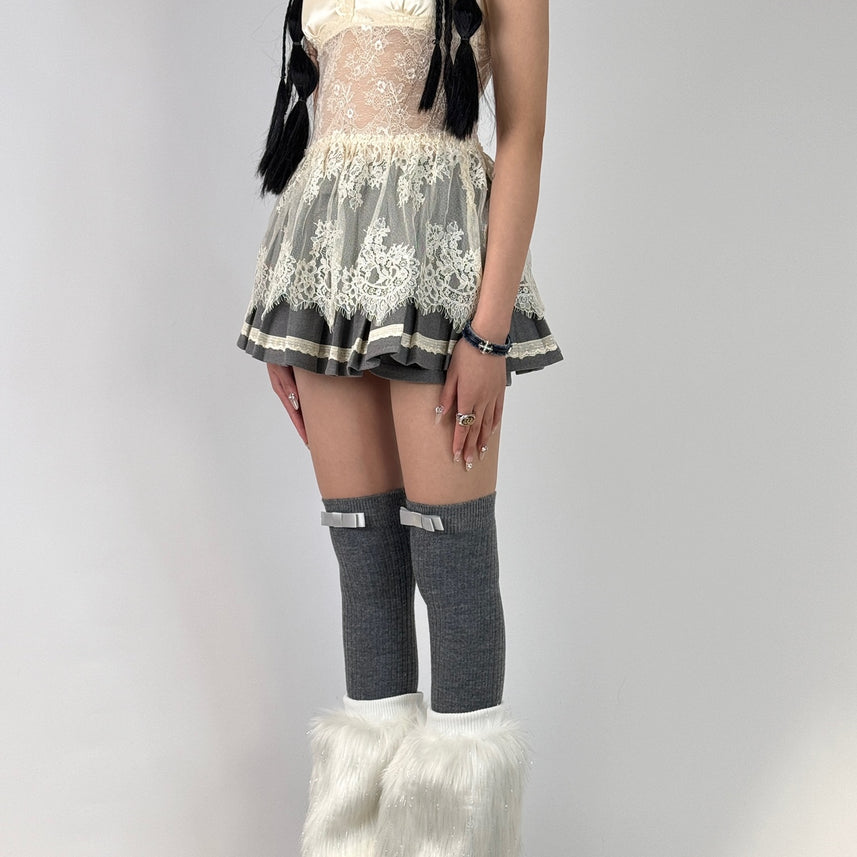 White Glitter Faux Mink Leg Warmers