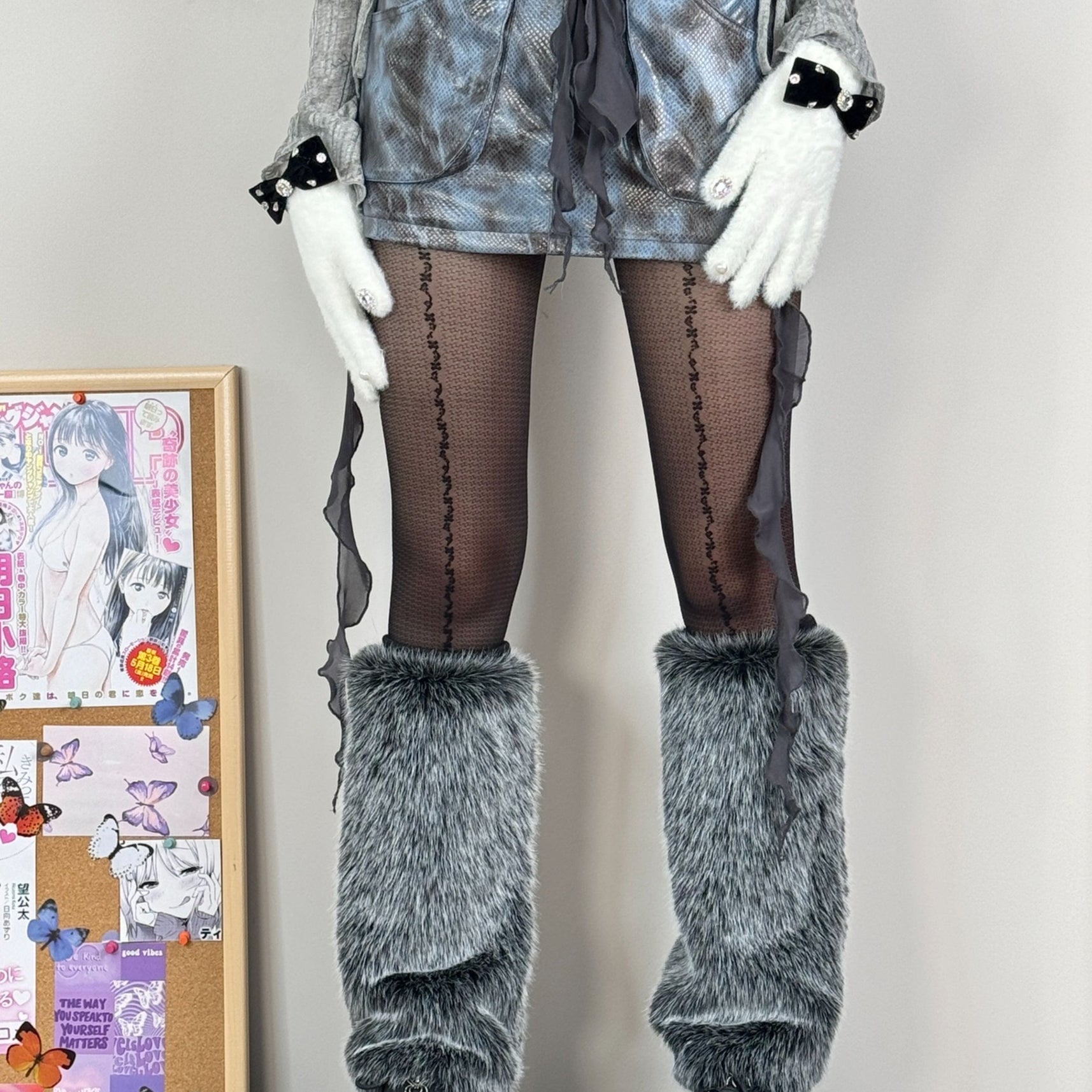 Y2K Faux Fox Fur Leg Warmers