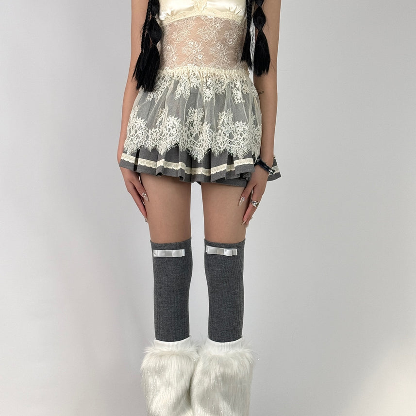 White Glitter Faux Mink Leg Warmers