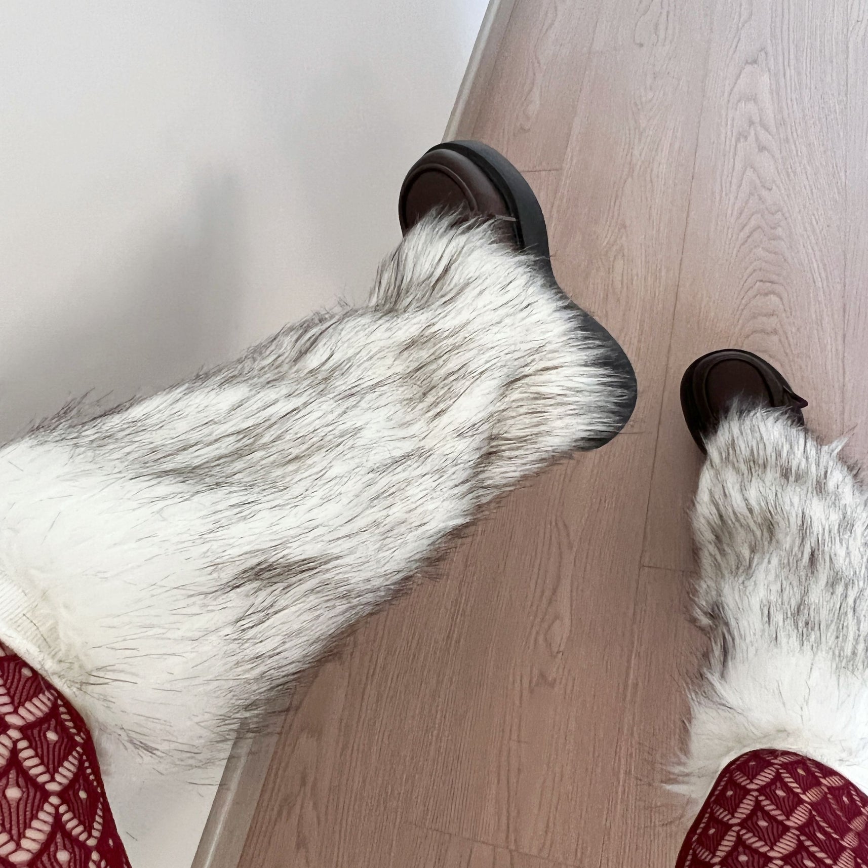 White Black-Tip Faux Fur Y2K Leg Warmers