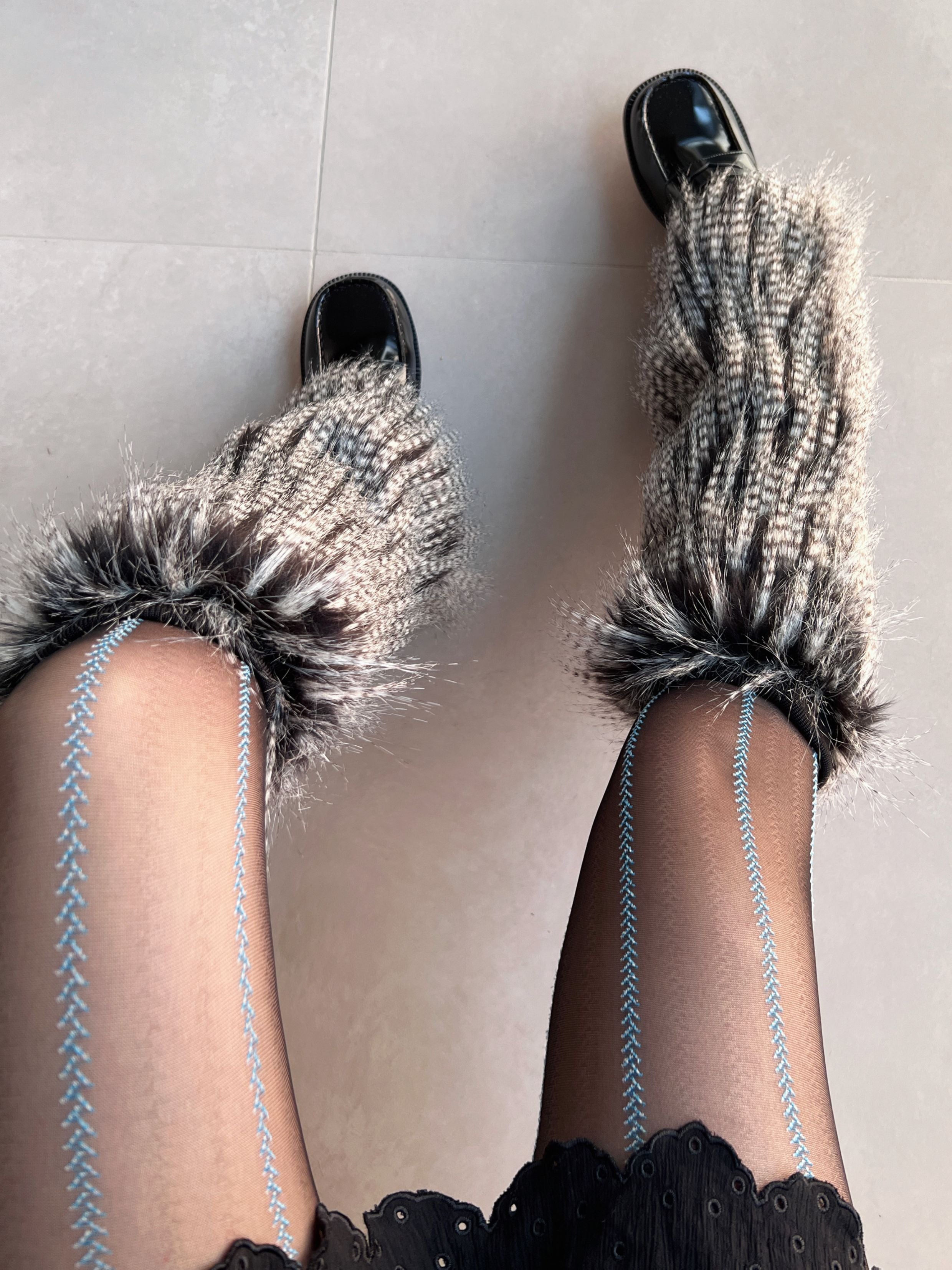 Y2K Fluffy Feather Leg Warmers – Boot Covers