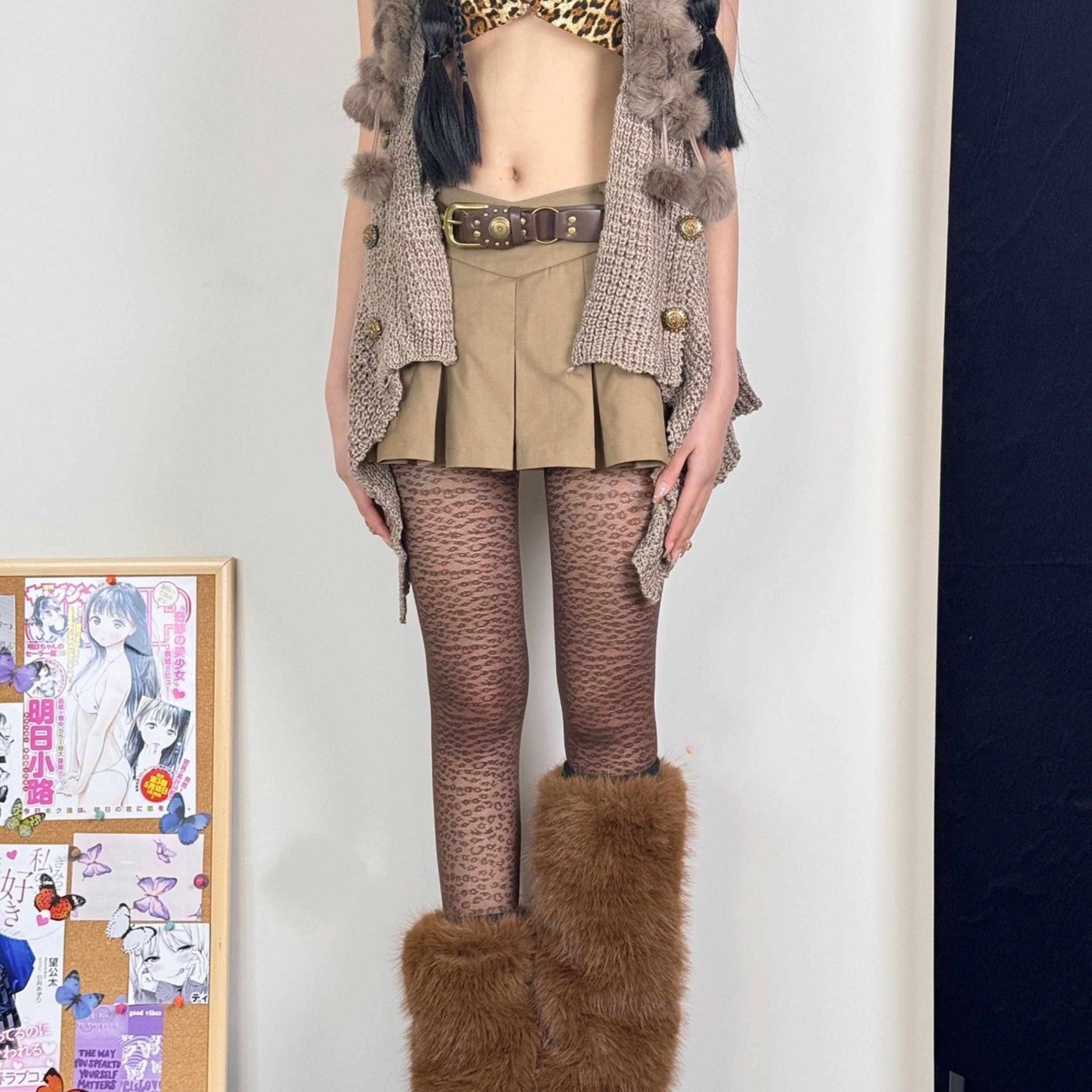 Y2K Faux Fox Fur Leg Warmers