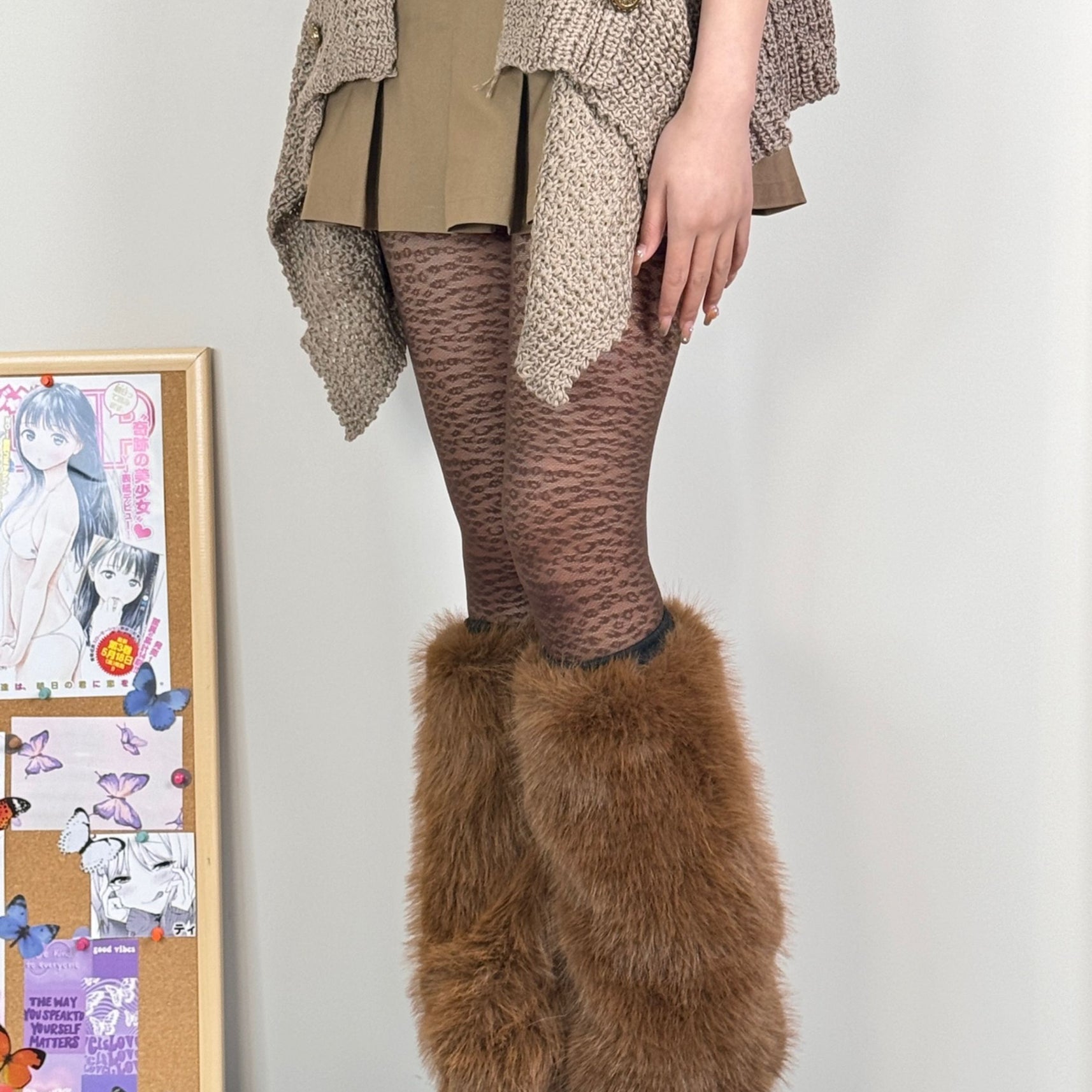 Y2K Faux Fox Fur Leg Warmers