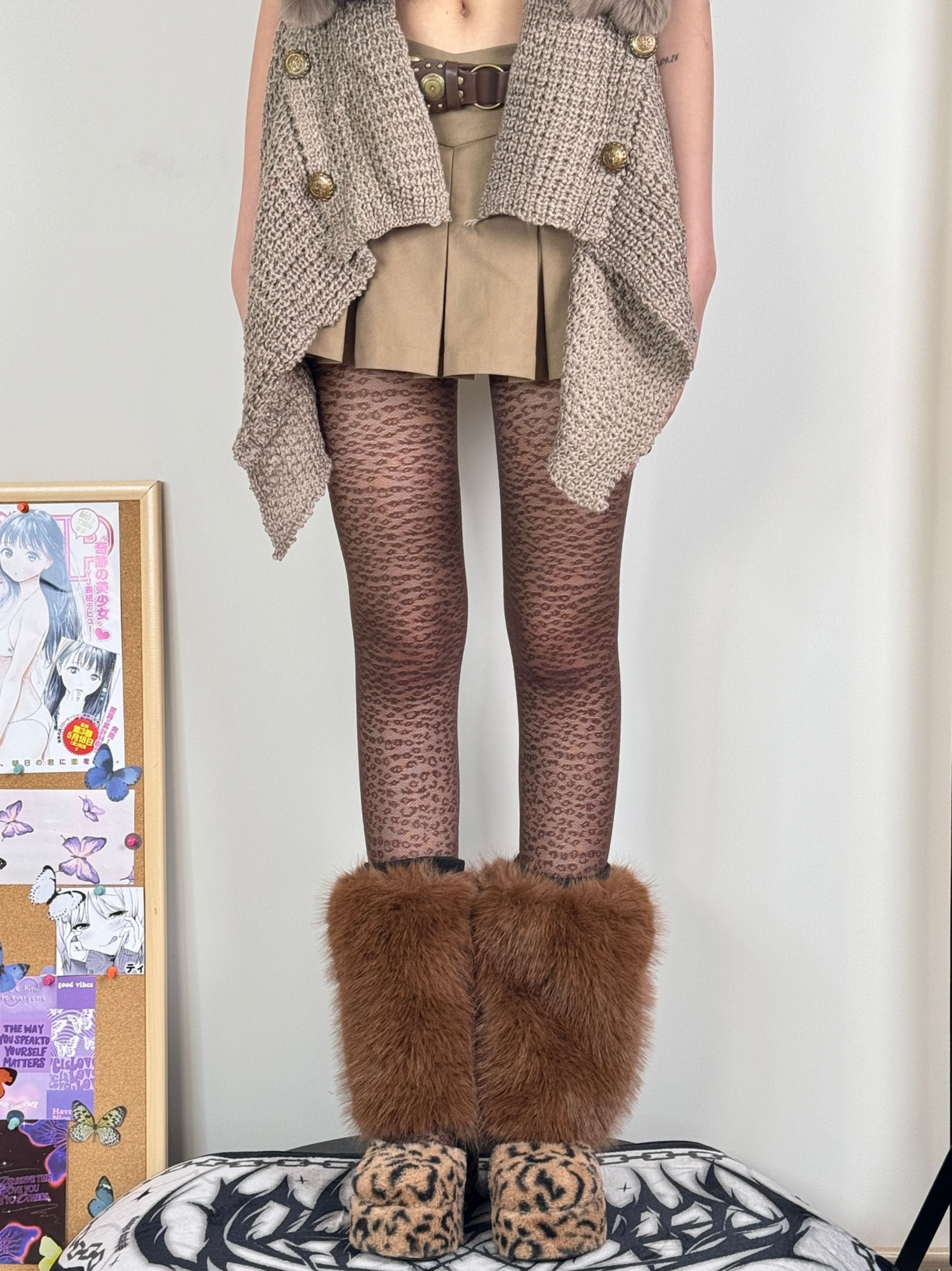Y2K Faux Fox Fur Leg Warmers