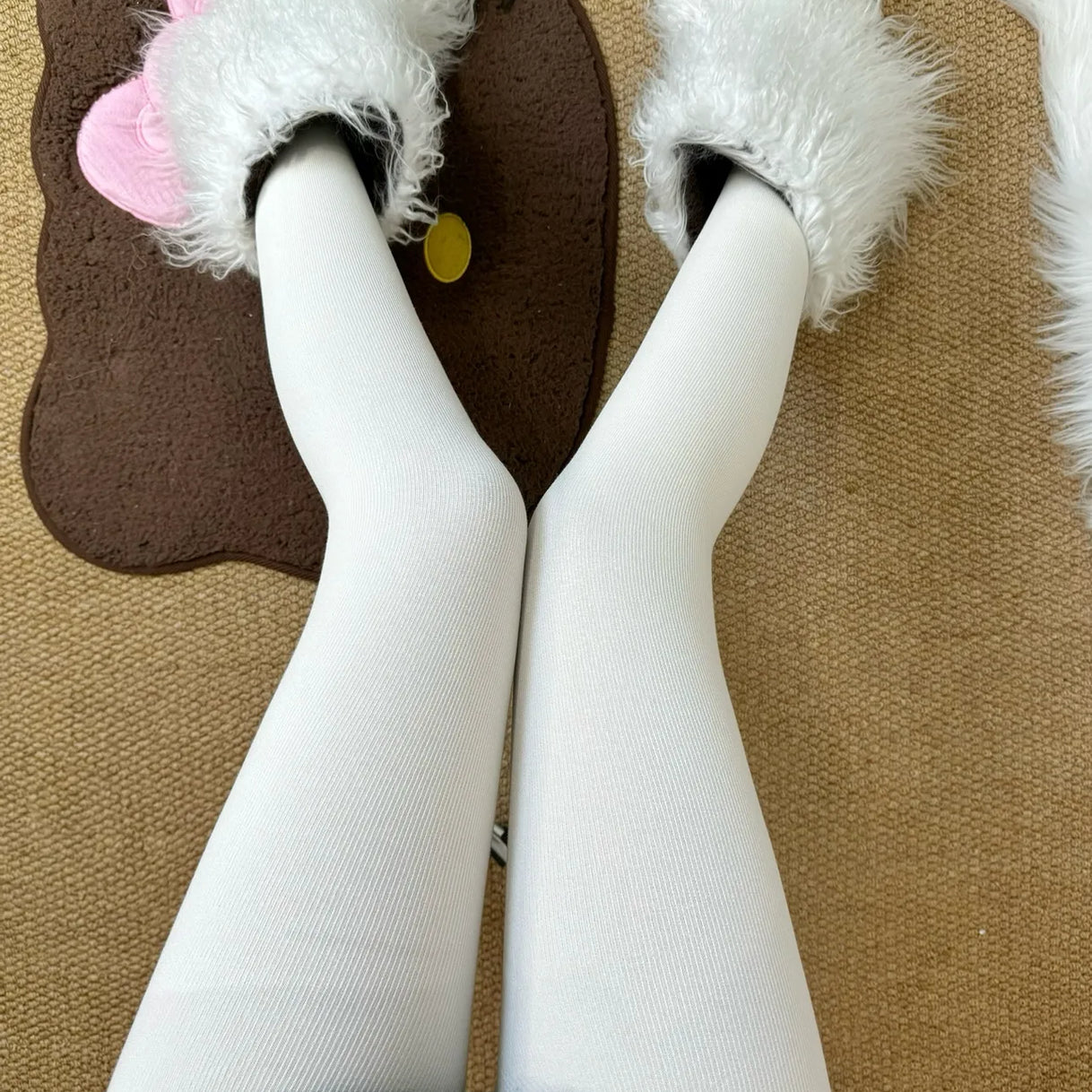 Warm Pearl Bow Lolita Pantyhose