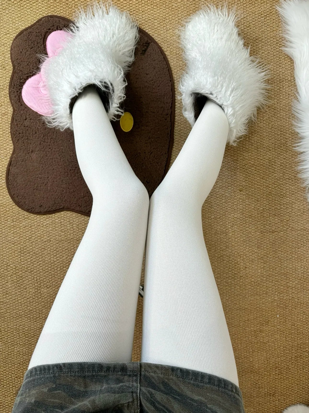 Warm Pearl Bow Lolita Pantyhose