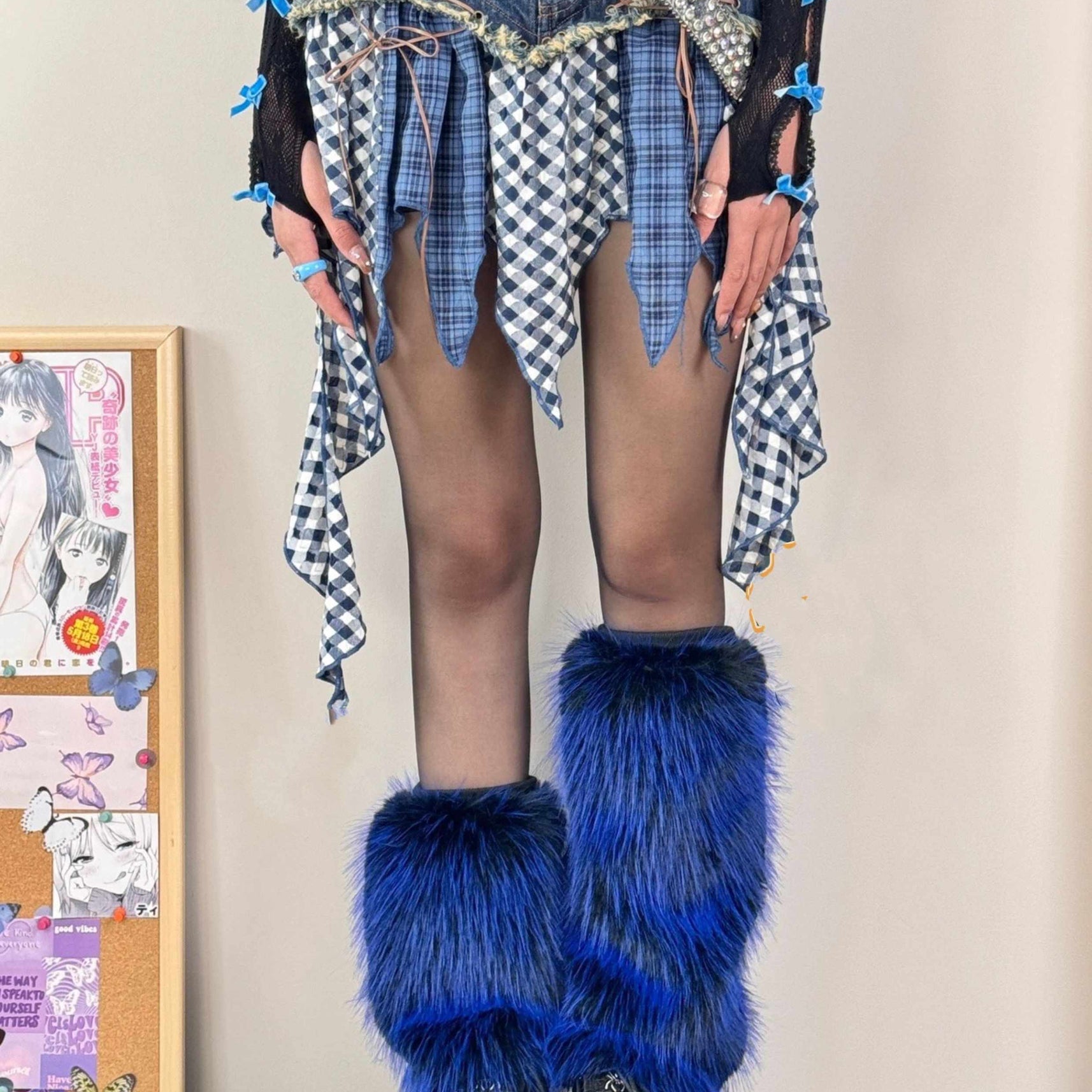 Y2K Faux Fox Fur Leg Warmers