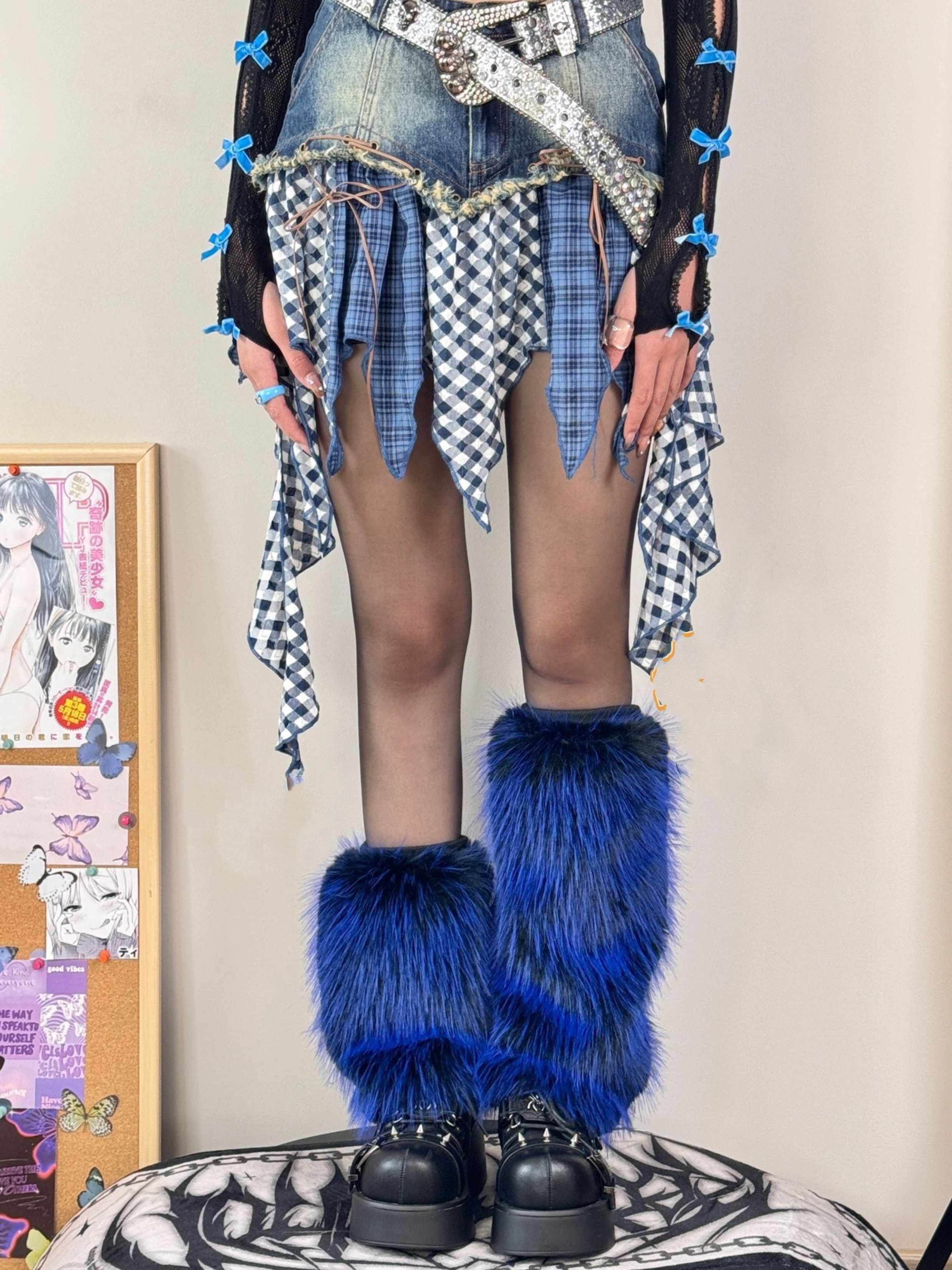 Y2K Faux Fox Fur Leg Warmers