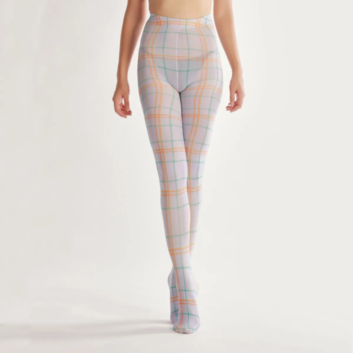 Striped Plaid Print Tights