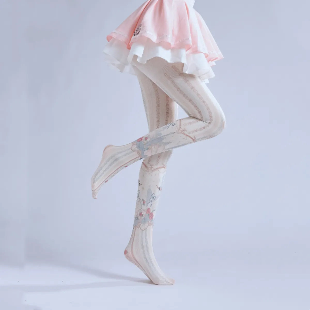 Elegant Lolita White Print Tights