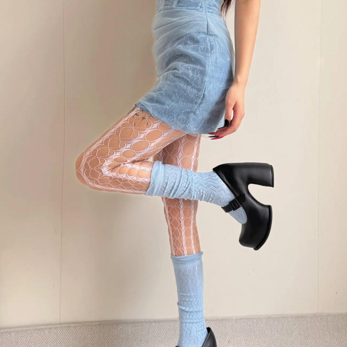 Y2K Tie-Dye Gradient Fishnet Tights