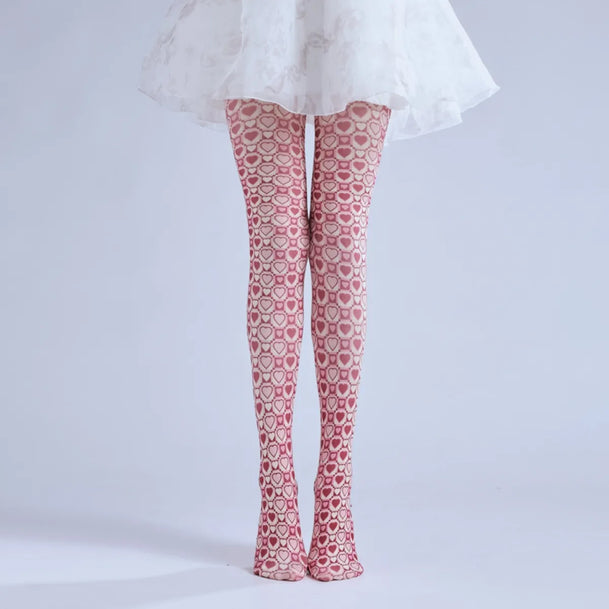 Sweet Heart Print Tights