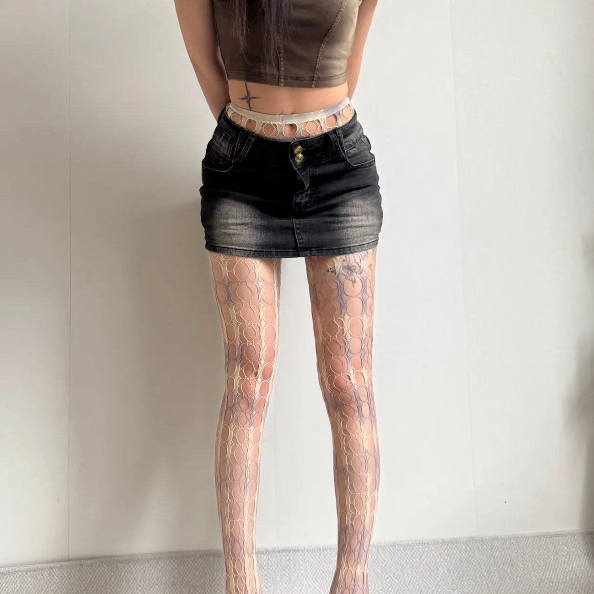 Y2K Tie-Dye Gradient Fishnet Tights